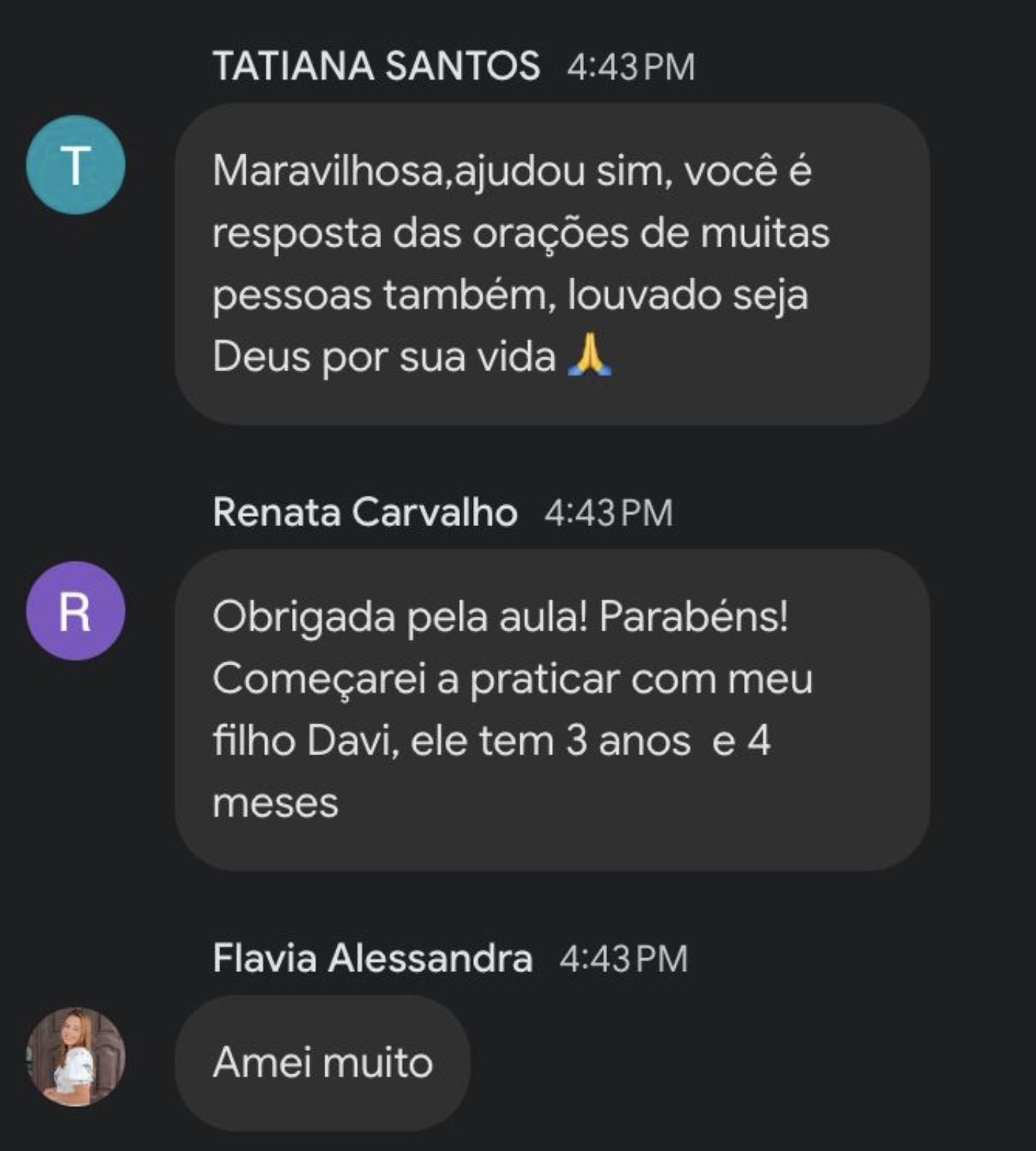 Depoimentos no WhatsApp